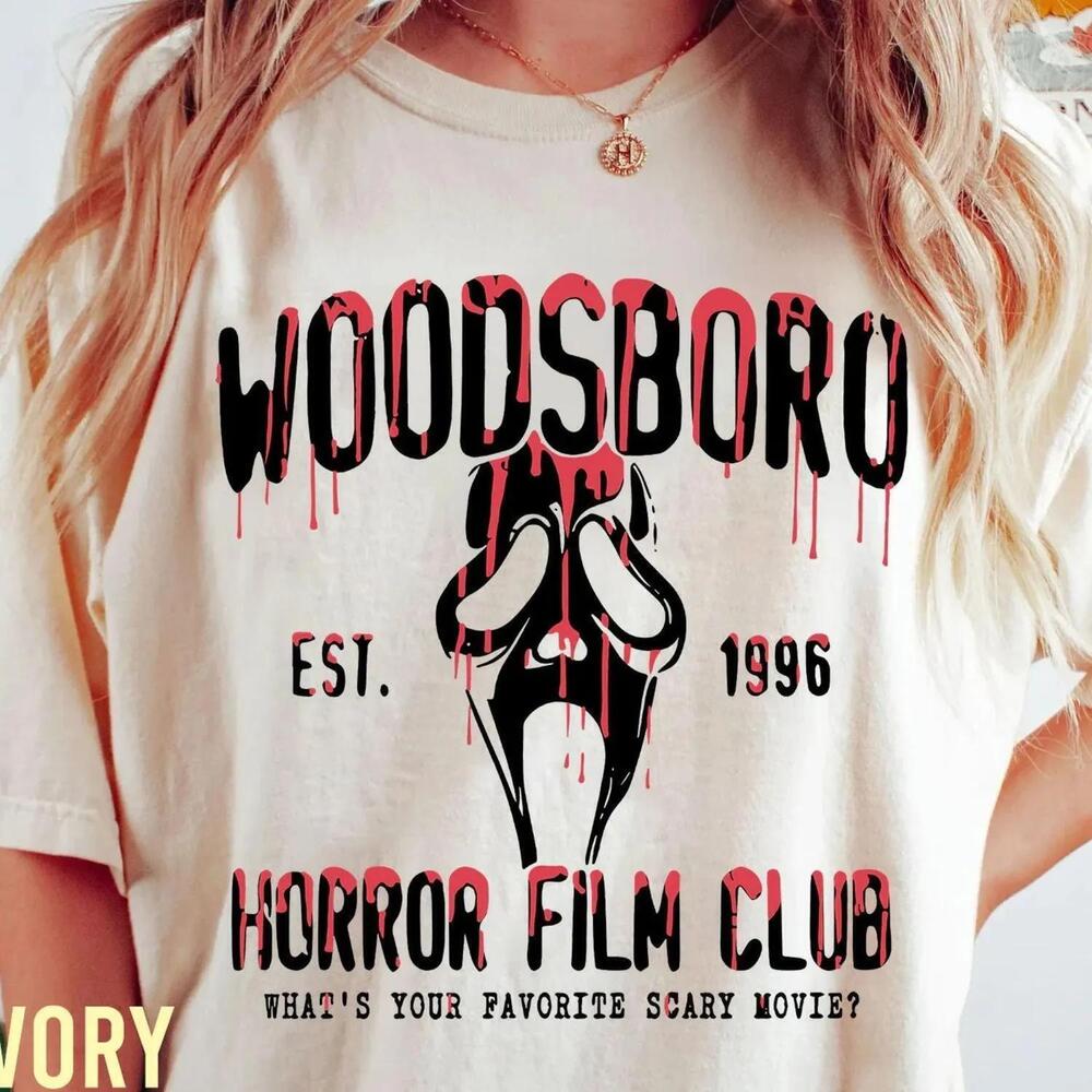 Woodsboro Horror Film Club Scream Ghost Scary Halloween Matching T Shirt
